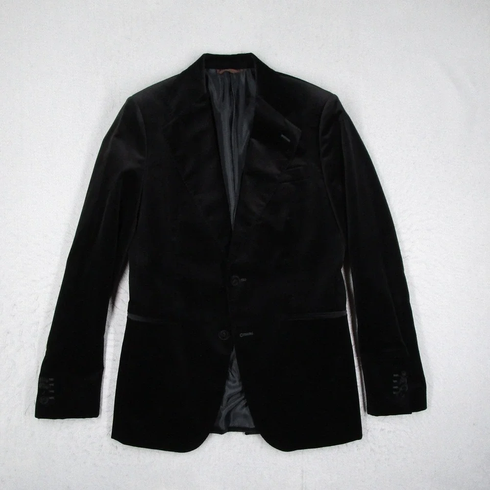 Roberto Cavalli Mens 48 IT Black Velvet Suit 2 Button CUX820I Made in Italy